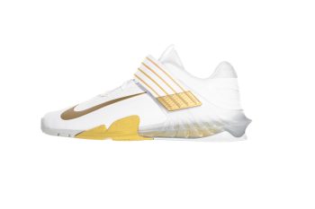 NIKE SAVALEOS WEIGHTLIFTING SHOES WHITE METALIC GOLD